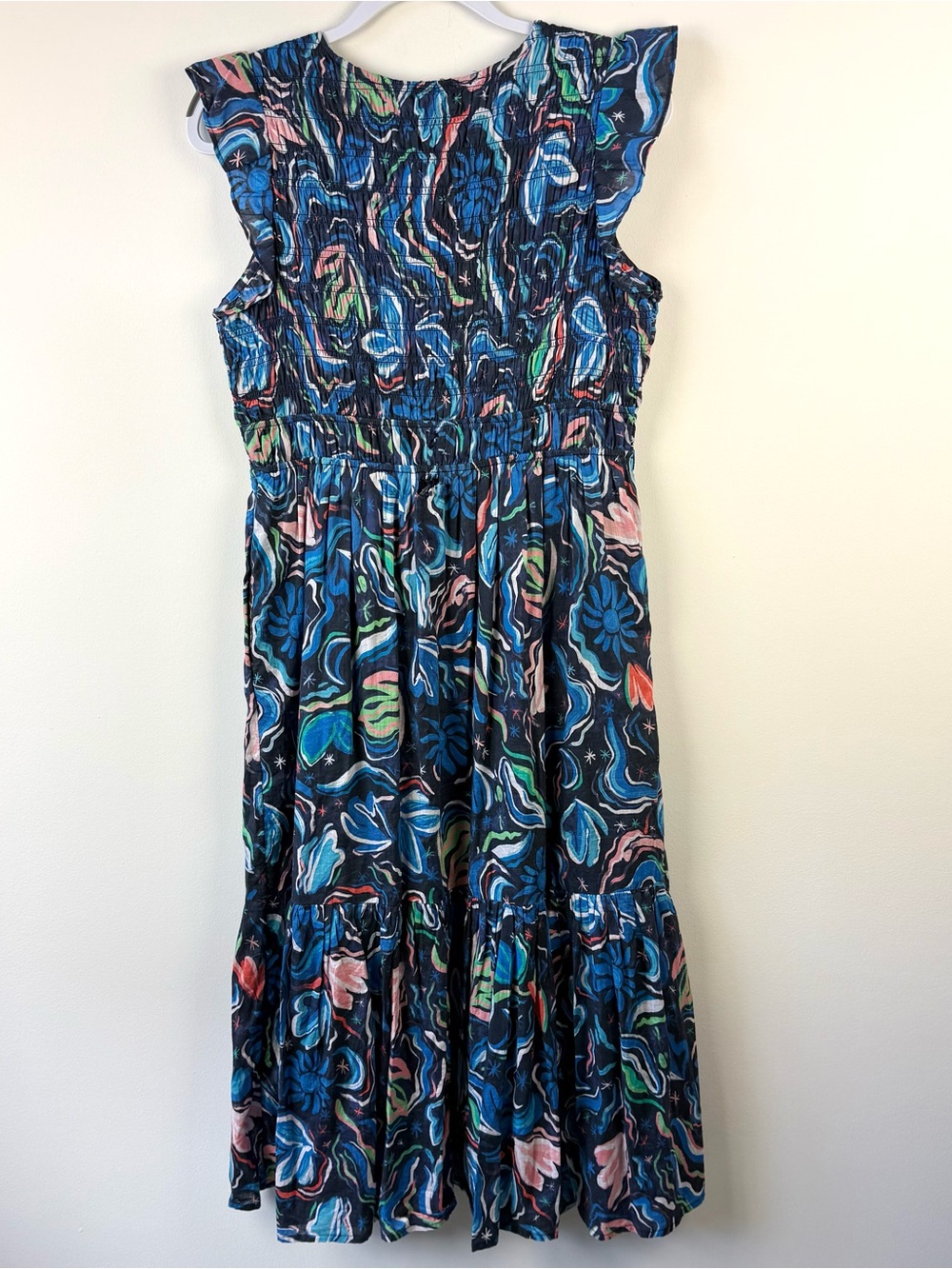Anthropologie Peregrine Midi Dress Blue Printed Floral - Picture 6 of 9